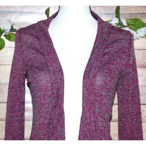 Kirra Purple Open Front Cardigan Sweater Size S Long Cuffed Sleeve Pockets - Picture 2 of 11